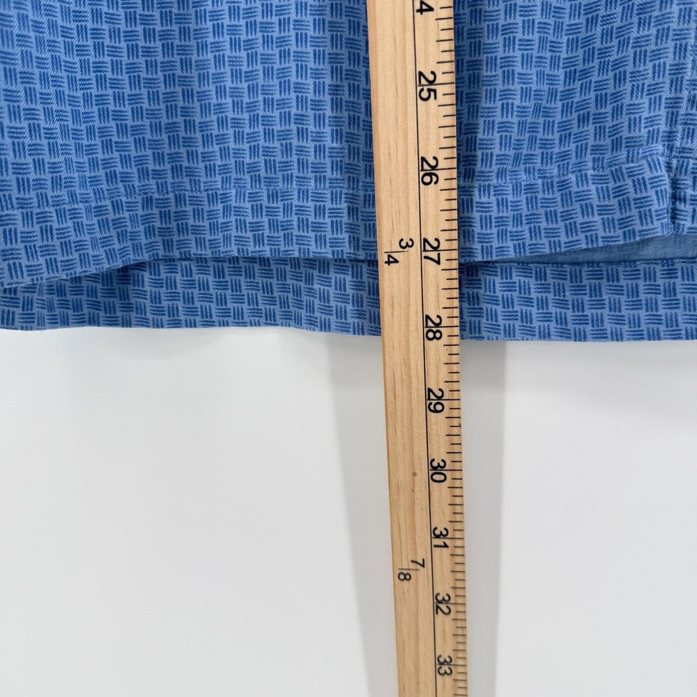 Toscano Blue Mens Silk Rayon Short Sleeve Button Down Shirt Blue Geometric Med - Picture 10 of 11